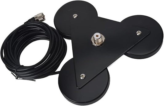 Heavy-Duty SO239 Magnetic Antenna Mount Base with Triple Magnets,W/5M(16.4 ft) RG-58 Cable PL-259 Plug,for Mobile Ham Radio Antenna