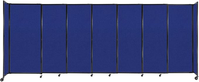 Versare Straightwall Sliding Portable Wall Partition | Freestanding Office Dividers | Locking Wheels | Temporary Room Separator | 15'6'' Wide x 6' Tall Royal Blue Fabric Panels