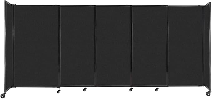 Versare Straightwall Sliding Portable Wall Partition | Freestanding Office Dividers | Locking Wheels | Temporary Room Separator | 11'3" Wide x 5' Tall Black SoundSorb Panels