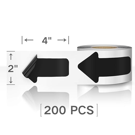 Arrow Floor Sticker Tape 2"×4" Arrow Floor Marking Sticker Sign 200 PCS Arrow Decal Tape Black