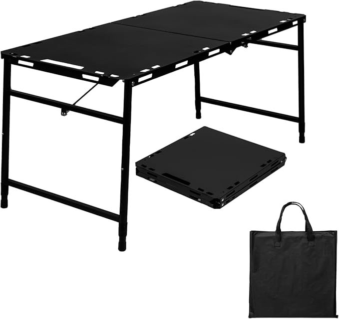 Camping Folding Table Tactical Table with 5 Adjustable Heights (40.9" L x 18.9" W) Portable Outdoor Folding Table with Carry Handle, Bonus Storage Bag for Camping, Picnic, Party