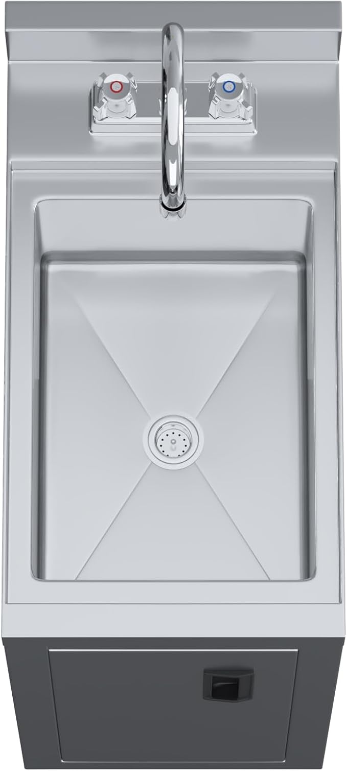 AmGood 22 in. x 12 in. Stainless Steel Underbar Hand Sink with Cabinet Base