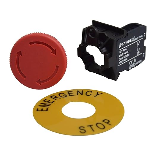 Emergency Stop Button AC 690V 10A Red Sign Mushroom Head Emergency Rotation Button Switches 1NC 1NO 22mm
