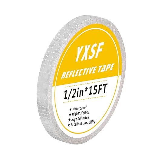 White Reflective Tape,1/2 Inch×15 Feet Reflective Strips,1.2 CM x 4.5 M，Viscosity Waterproof Reflective Tape for Bikes Cars Motorcycles Raincoat