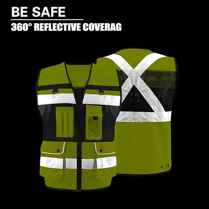 Safety Vest High Visibility Reflective Construction Vest for Men Women