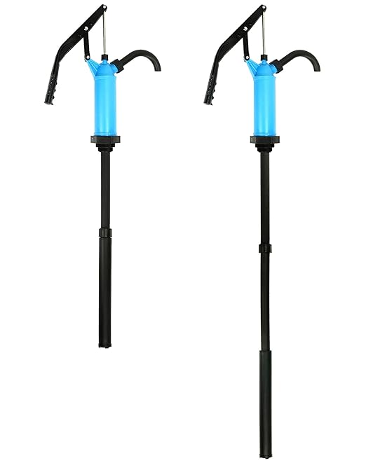 QWORK Hand Pump, Siphon Pump, 2 Pack, Fluid Transfer Pump, 55 Gallon Drum Pump, 5 Gallon Pump Dispenser, Fit Most 15, 30 & 55 Gal Drum Barrels