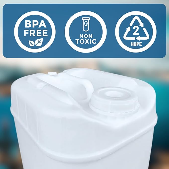 5-Gallon Stackable Water Storage Containers, 5 Gallon Tanks w/12 Lids + 2 Spigot, Easy Fill, Survial Supply Emergency Water Storage for Camping and Disaster Preparedness, RV, 50 Gallon (10 Tanks)