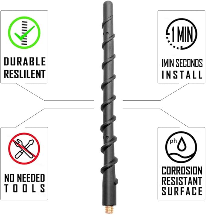 VOFONO Short Antenna for 2007-2026 Jeep Wrangler Gladiator JK JL JT JKU JLU Sahara Rubicon Sport 4xe Willys Mojave, 7 Inch Jeep Replacement Antenna Wrangler Gladiator Accessories