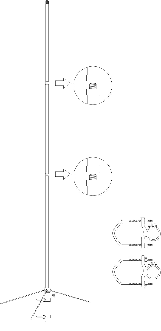 GMRS Outdoor Base Antenna, 462-467MHz 200Watt UHF 86" (220cm) Length Fiberglass Antenna with UHF-Female (So239) Connector for Motorola Icom Kenwood Midland Yaesu Mobile Radio