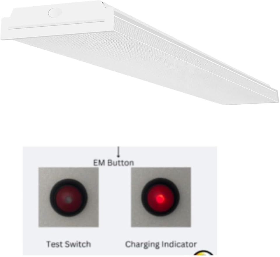 E2 LIGHTING LED Emergency 90mins Wraparound Light, 3500K/4000K/5000K Adjustable 40W 5200lm for Garage Workshop Office 120-277V, ETL