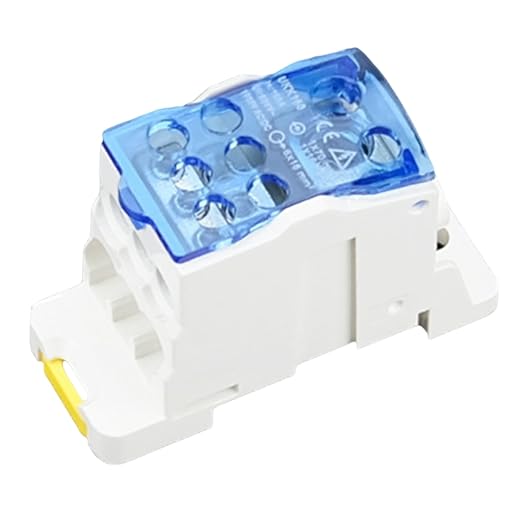 DIN Rail Distribution Box,690V 160A Positions Screw Terminal Block Junction Box Breaker Box Circuit Breaker Distribution Box for Various Power Distribution Needs (Blue, 160A)