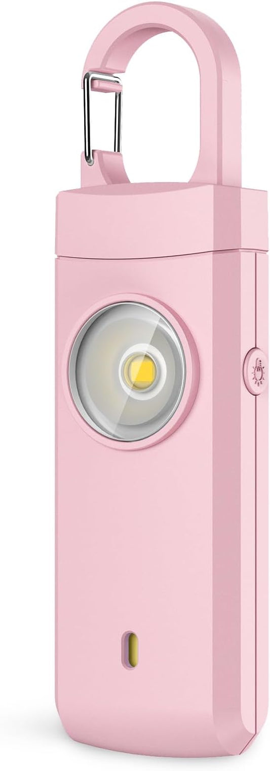 Rechargeable Personal Alarms for Women - Christmas Birthday Gifts for Women, Stocking Stuffers for Teen Girl, Daughter, Safety Keychain Flashlight, Siren Alarm, Travel College Essentials (Pink)