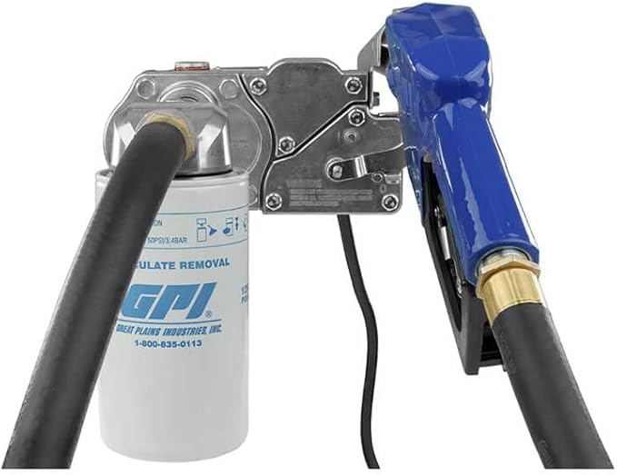 GPI - M-150 Series Fuel Transfer Pump, Automatic Shut-Off Nozzle with Filter Kit, 15 GPM, 12 Volt (110612-03)
