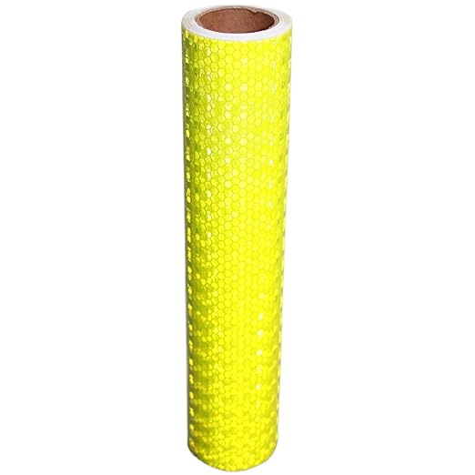 Fluorescent Yellow Reflective Tape 12 inch, Outdoor Waterproof High Visibility Warning Safety Industrial Marking Tape (11 feet)