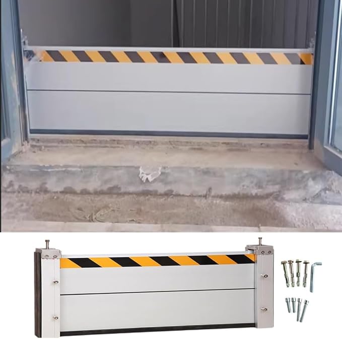 Flood Protection Barriers 3/4/5/6/7/8/9/10/11/12/13/14/15/16/17/18ft Reusable Detachable Aluminum Flood Panel Shield Flood Protection Dam Beam System Alternative Sandbag(H 1.3ft(40cm),15ft(4.5