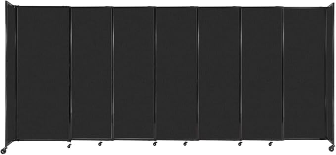Versare Straightwall Sliding Portable Wall Partition | Freestanding Office Dividers | Locking Wheels | Temporary Room Separator | 15'6" Wide x 6'10" Tall Black SoundSorb Panels
