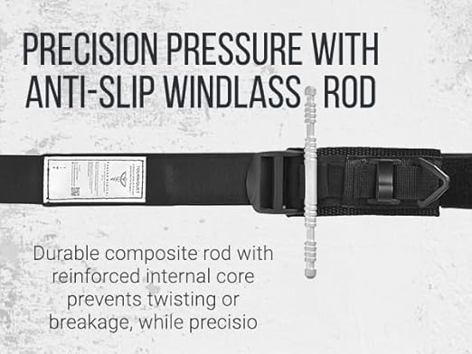 Military-Grade Tactical Combat Tourniquet Gen 8 - Severe Bleeding Control (Black) | Rapid One-Hand Application, Time-Stamped – First Aid, EMS, Law Enforcement, Civilian, Outdoor Survival