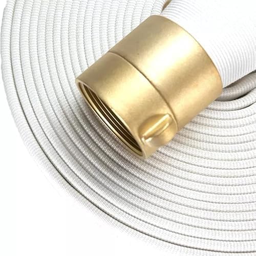 AKW Fire Hose - 1-1/2" ID x 100 FT Single Jacket TPU Firefighter Hose with M × F NST/NH Brass Couplings 750 PSI Burst Pressure Lightweight for Use in Firefighting Connectors (100 ft.)