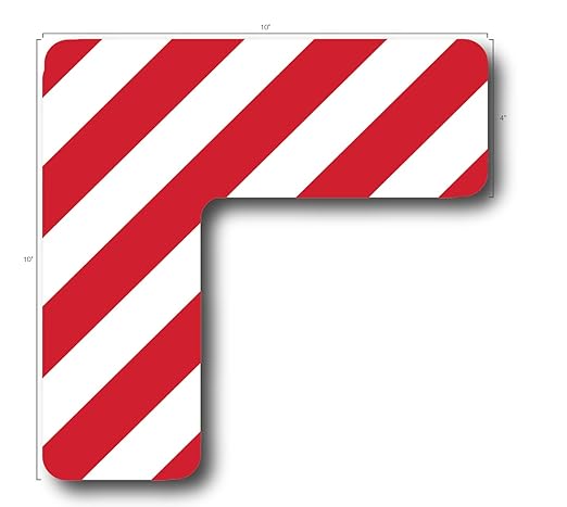 5S Location Marking Corner- (Various Sizes Available) Durable L Shaped Floor Marker by Graphical Warehouse- Vibrant Colors, Rounded Corners (10x10x4" (10 Pack), Red/White)