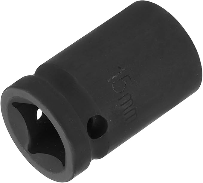 HARFINGTON 12-Point Impact Socket 1/2 Inch Drive 15mm Metric Cr-V Shallow Impact Socket Nut Driver Wrench for Auto Repair