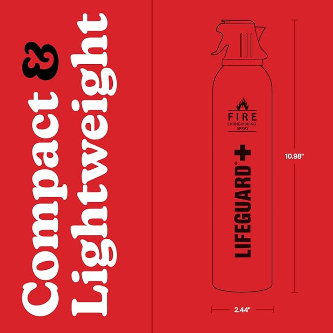 LIFEGUARD Aerosol Fire Extinguisher Spray - Non-Toxic, Eco-Friendly Fire Suppressant for Home, Kitchen, Car & Office, Compact, Easy-to-Use Design with 10-Year Shelf Life (Pack of 1)