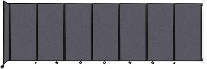 Versare Room Divider 360 Wall-Mounted Folding Partition | Locking Wheels | Temporary Room Separator | 19'6" x 6' Dark Gray SoundSorb Panels