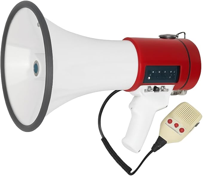 B S 50W Megaphone with Siren,Recording,SD Card,AUX Input for for Crowd Management,Emergencies