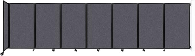 Versare Room Divider 360 Wall-Mounted Folding Partition | Locking Wheels | Temporary Room Separator | 19'6" x 5' Dark Gray SoundSorb Panels