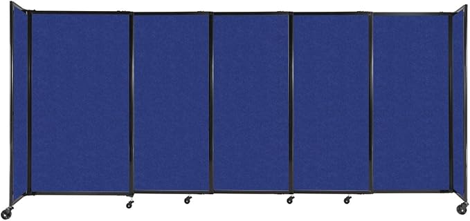 Versare Straightwall Sliding Portable Wall Partition | Freestanding Office Dividers | Locking Wheels | Temporary Room Separator | 11'3" Wide x 5' Tall Blue SoundSorb Panels