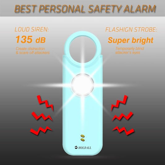 Personal Safety Alarm for Women–135dB Loud Siren with Strobe Light-Acoustooptical Warning, Rechargeable Emergency Safety Alarm, 0.9oz Easy Carry for Elderly and Kids. (Sky Blue)