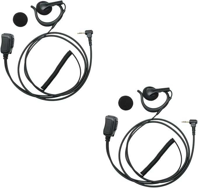 1 Pin 2.5mm G Shape Earpiece Headset with Mic PTT for Motorola Talkabout T200TP T200 T260 T260TP T460 T600 T605 T475 T800 MH230R MR350R MT350R Two Way Radio,2 Pack