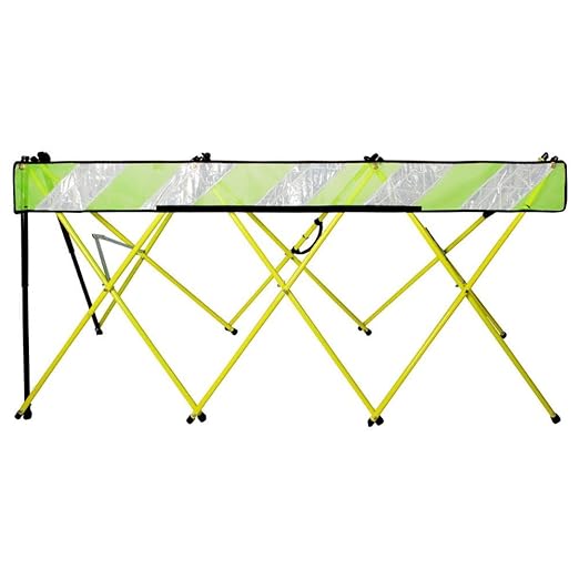 Flex-Safe Safety Barriers, Portable Expandable Barricade 7 ft Traffic Barricade Parking Barrier Folding Security Gate Scissor Gate Traffic Cones Alternative High Vis Yellow