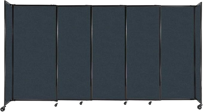 Versare Straightwall Sliding Portable Wall Partition | Freestanding Office Dividers | Locking Wheels | Temporary Room Separator | 11'3" Wide x 6' Tall Blue Spruce Fabric Panels