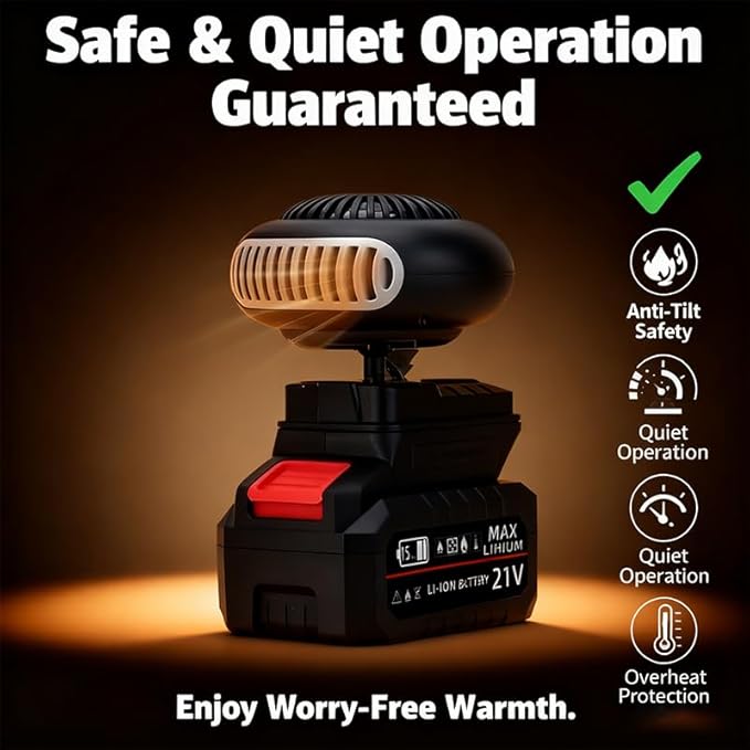 Battery Operated Heater, Battery Powered Heater, Ultra-Light/Ultra-Powerful/Rechargeable/Portable Battery Operated Space Heater, with Dual USB &1500mah Battery, for Camping/Office/Indoor (15-cell*2)