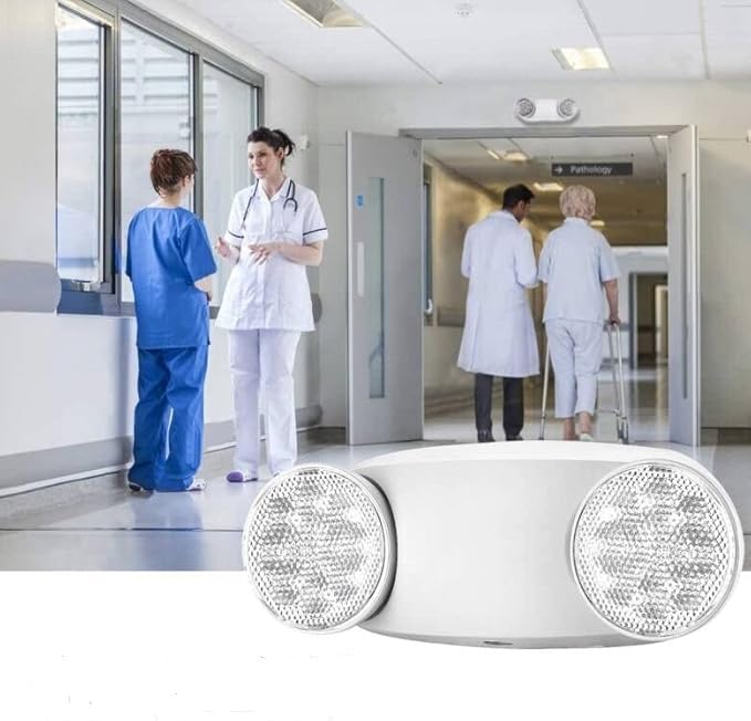 6 Packs White LED Emergency Lights with Battery Backup, Two Head Adjustable Emergency Lighting Fixtures-Fireproof Materials-Emergency Lighting Fixture/Emergency Light Home