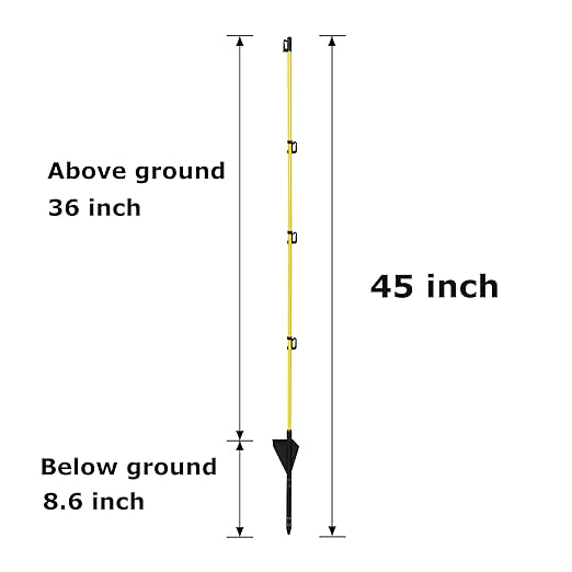 45 inch Electric Fence Posts Step in Fiberglass Insulated Plastic Electric Fence with Post, Electric Fence Stakes for Dogs, 50 Pack