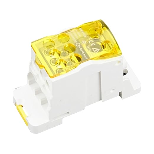 DIN Rail Distribution Box,690V 160A Positions Screw Terminal Block Junction Box Breaker Box Circuit Breaker Distribution Box for Various Power Distribution Needs (Yellow, 160A)