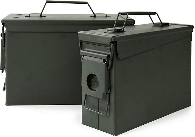 GUGULUZA Metal Ammo Can 30/50 Cal, Lockable Bullet Storage Case, Waterproof & Airtight Containers Box with Flip Top for Long-Term Storage Shotgun, Rifles, Pistols Ammunition