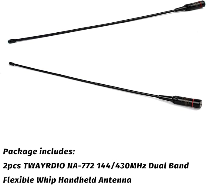TWAYRDIO 15.4-Inch Whip Antenna, SMA Male, Dual Band 2m/70cm, Handheld Radio Replacement for Yaesu Vertex VX-110 VX-150 VX-6R TYT TH-UV88 MD-UV380 MD-2017 Two Way Radio, Pack of 2