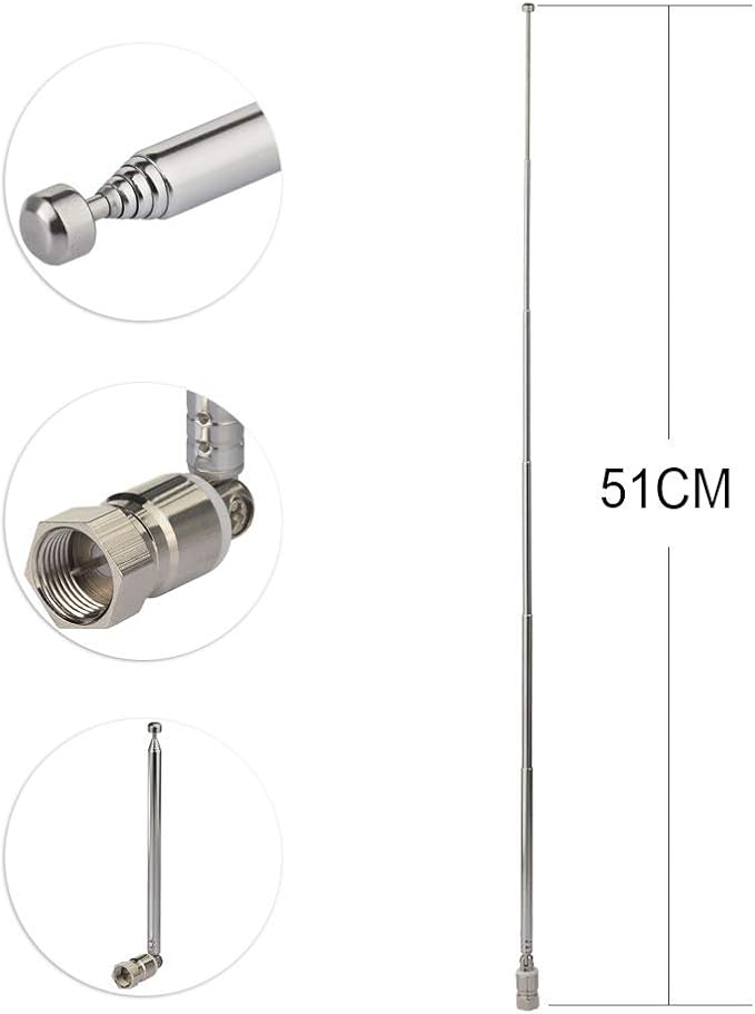 Superbat FM Telescopic Antenna Kit 75 Unbal F Type Connector DAB Radio Replacement Antenna for TV AM FM Radio Stereo Receiver Bose Wave etc.