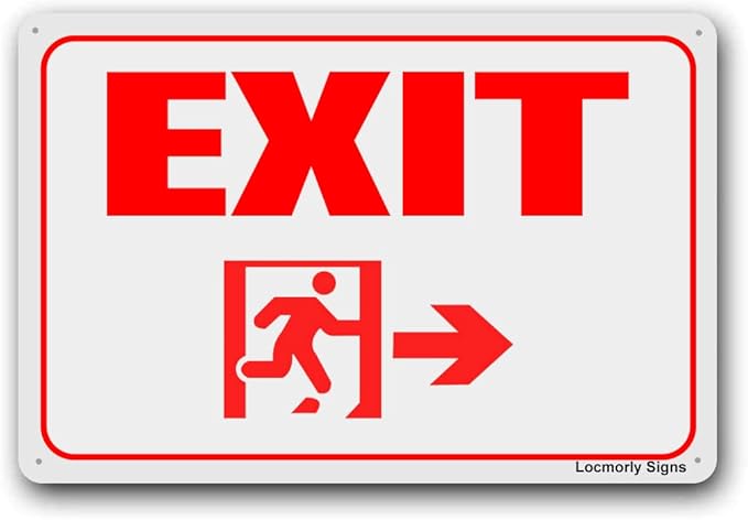 Aluminum Exit Sign, 8x12 Inch, Safety Sign for Indoor or Outdoor Use
