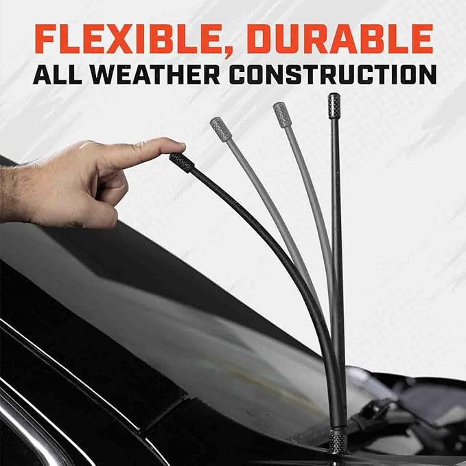 Votex - 13 3/4 Inch Short Flexible Rubber Antenna - USA Stainless Steel Threading - Black Carbon Fiber Trim - Tuned Internal Copper Coil - Part Number A601-6M-15