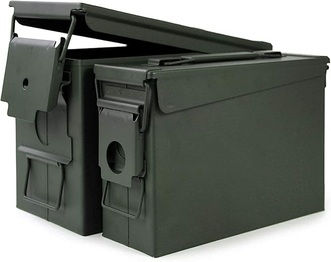 GUGULUZA Metal Ammo Can 30/50 Cal, Lockable Bullet Storage Case, Waterproof & Airtight Containers Box with Flip Top for Long-Term Storage Shotgun, Rifles, Pistols Ammunition