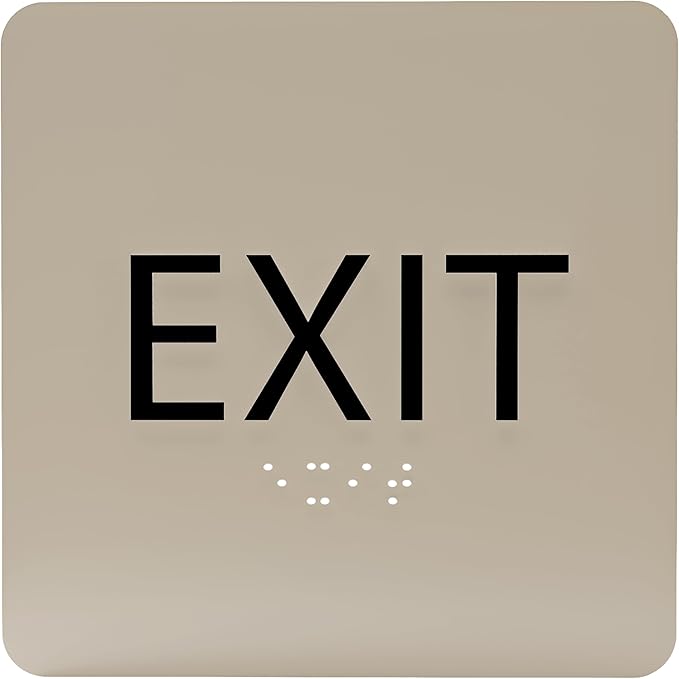 6" X6" Exit Sign - ADA Compliant Tactile Graphics Grade 2 Braille Text Acrylic Wall Signs - Emergency Rescue Safety Door Sign for Schools, Offices, Businesses, and Restaurants
