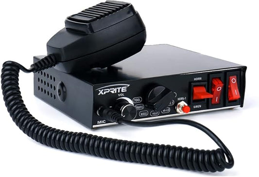 Xprite 200 Watt 8 Tones Emergency Warning Siren PA System Kit w/Handheld Microphone & Light Control Switches (Speaker Not Included)