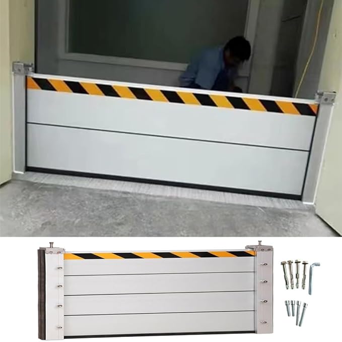 Flood protection barrier door, Flood Protection Barrier Water, 3/4/5/6/7/8/9/10/11/12/13ft Long Aluminum alloy material, Basement Windows Flood Protection Barrier Removal(H 2.6ft(80cm),12ft(3.