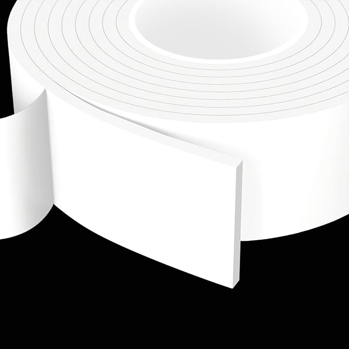 16.4 Feet Foam Weather Stripping Tape,2 Inch W x 1/4 Inch T,High Density Insulation Tape,Self-Adhesive Seal Strip for Doors & Windows-Draft Blocker,Soundproofing,Waterproof,White