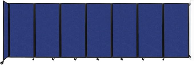 Versare Room Divider 360 Wall-Mounted Folding Partition | Locking Wheels | Temporary Room Separator | 19'6" x 6' Blue SoundSorb Panels