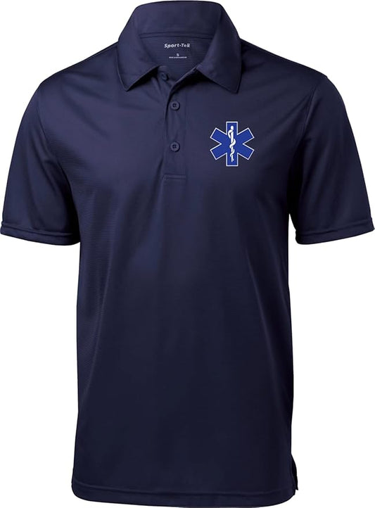 EMS Star of Life Logo Chest Print Textured Polo Shirt