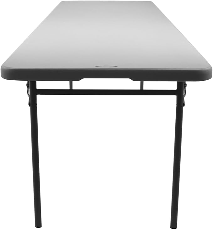 OEF Furnishings OEFCMFIH3096 Rectangular Commercial-Grade Premium Industrial Fold-in-Half Blow-Molded Folding Table with 18-Gauge Steel Frame and Thick Top (Rectangle, 30" × 96", Speckled Gray Top)